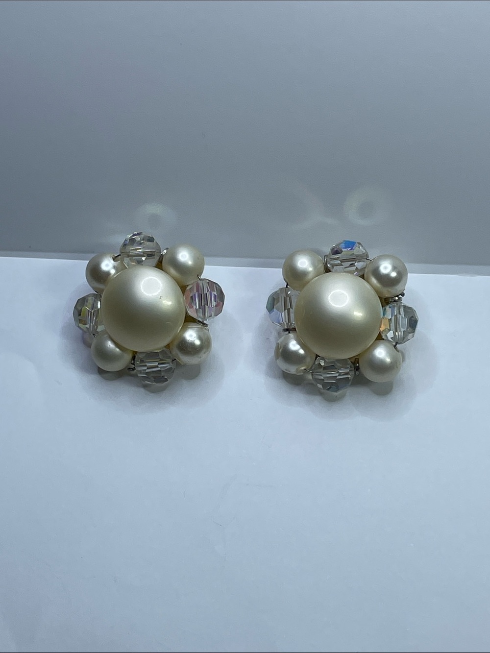 Vintage Richelieu clip-on cluster earrings 
from the mid-20th century